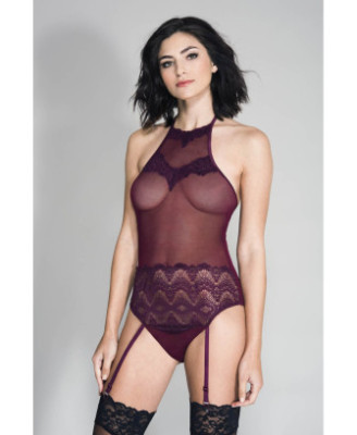 Body bordeaux avec porte jarretelles 